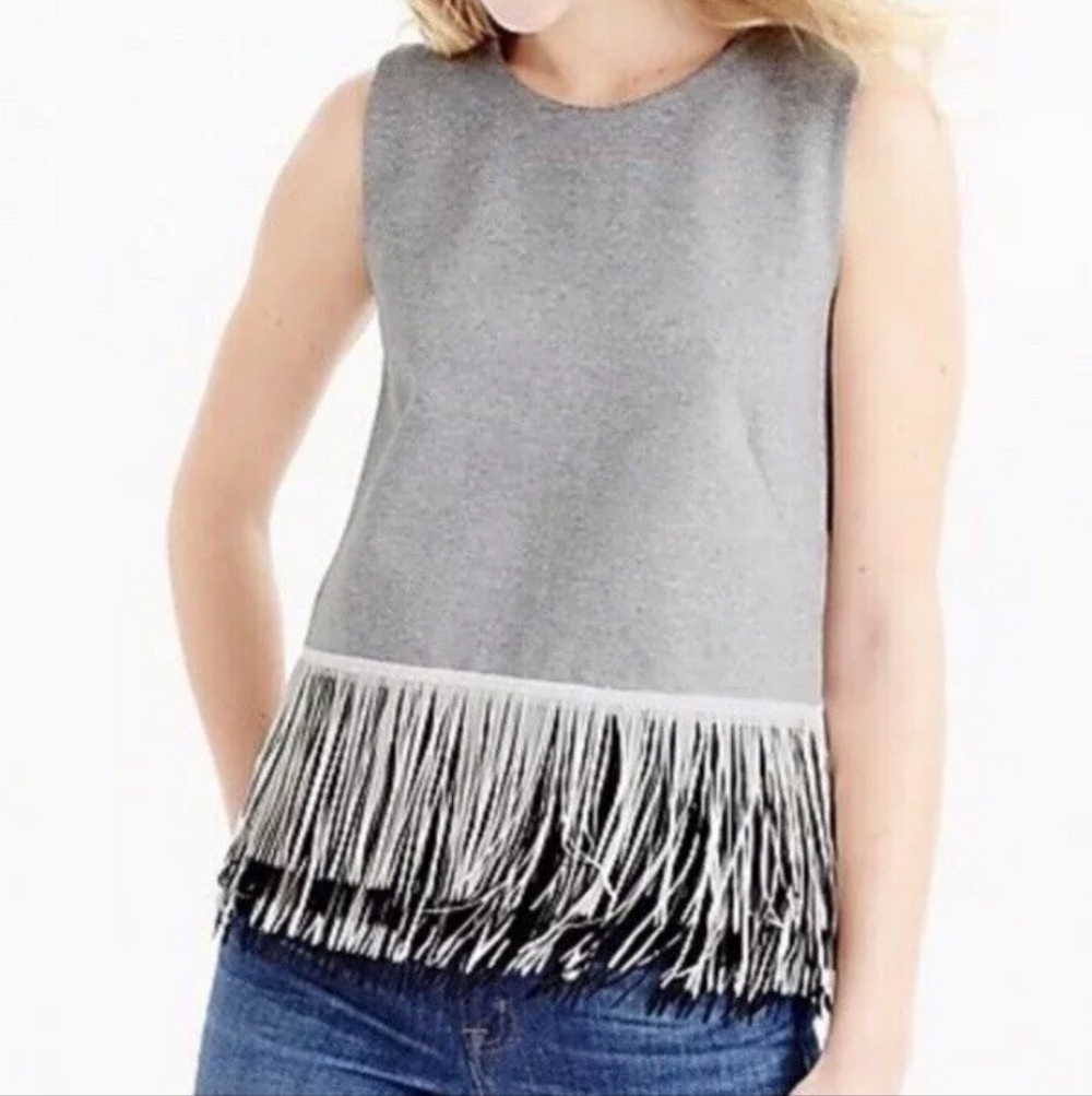 J. Crew Sleeveless Fringe Trim Top